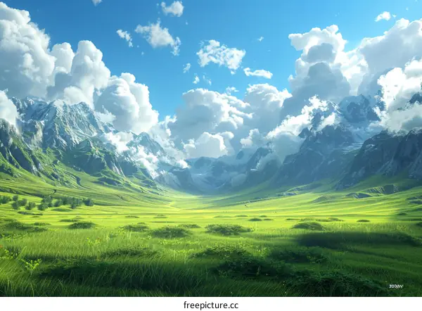 Stunning Mountain Valley Landscape Illustration