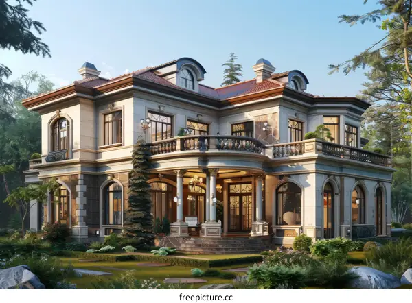 Elegant European-style Mansion Exterior Design
