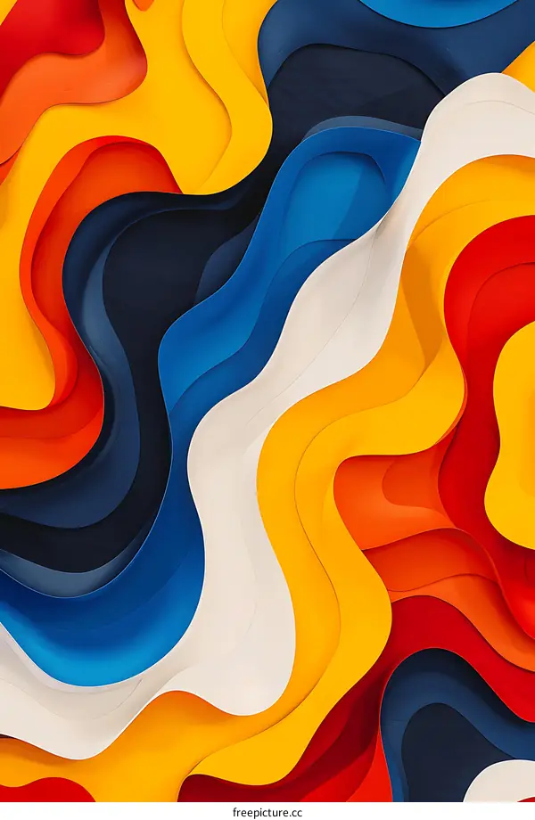 Abstract Colorful Paper Cut Waves Background