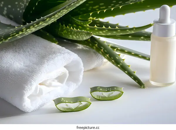 Aloe Vera Plant With Towel And Lotion