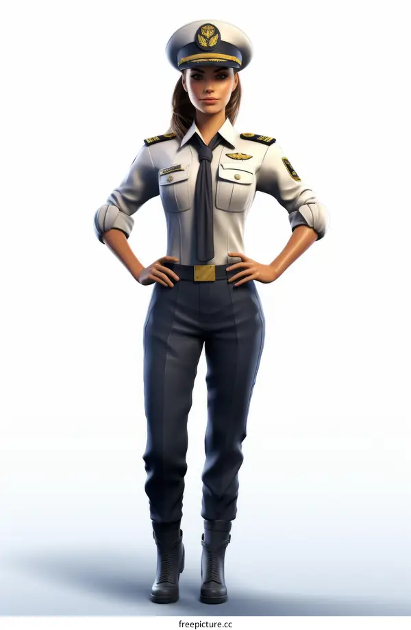 Confident Female Pilot in Uniform