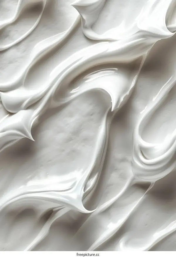 Close-up image of white cream with a smooth and silky texture