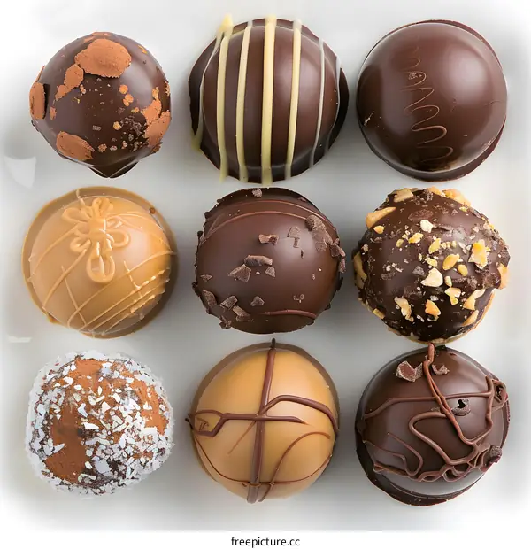An assortment of filled chocolates