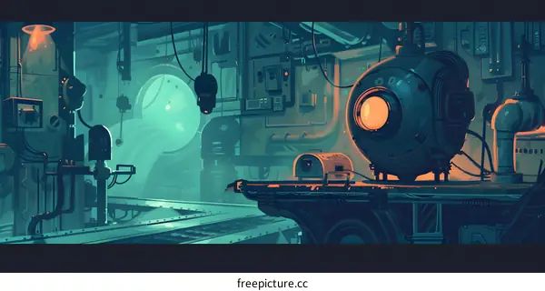 Futuristic Interior Design with Industrial Machinery