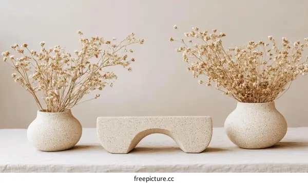 Neutral Aesthetic Home Decor with Dried Flowers