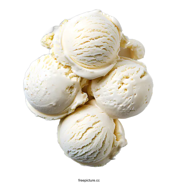 [Transparent Background PNG]Four Vanilla Ice Cream Scoops