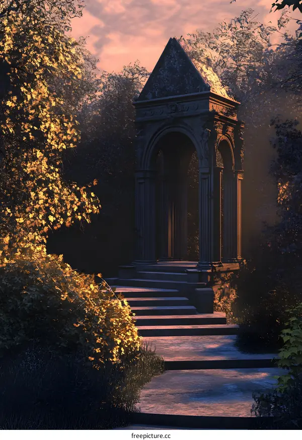 Stone Archway in a Forest Setting