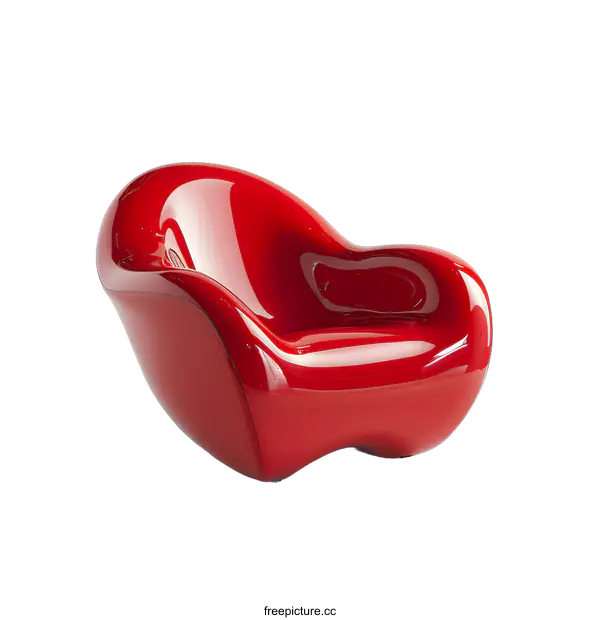 [Transparent Background PNG]Red Modern Design Armchair Isolated on White Background