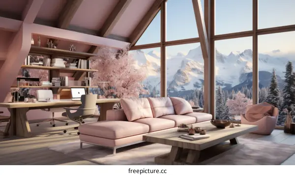 Pink Modern Minimalist Home Office Mountain View