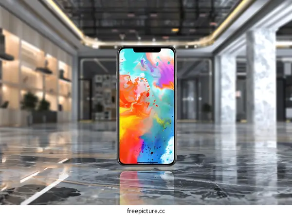 Modern Abstract Phone Wallpaper on a Marble Floor