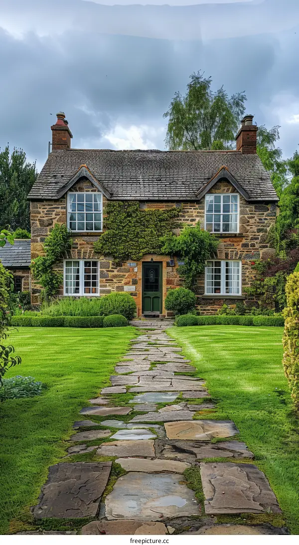 A charming stone cottage with a beautiful garden