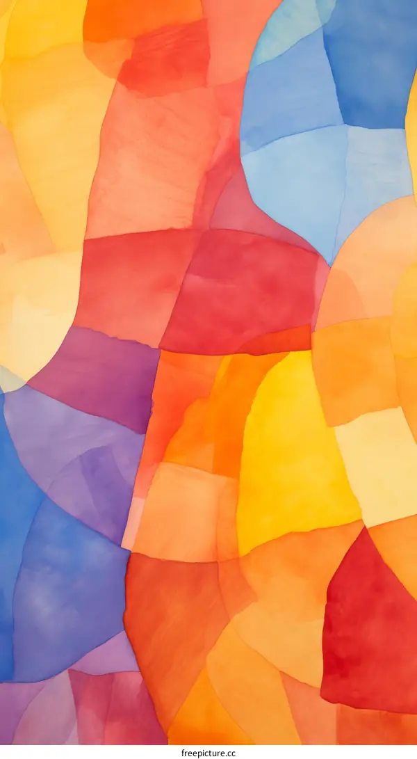 Abstract watercolor painting with bright colors