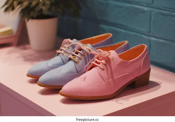 Pair of Trendy Pink and Blue Brogues