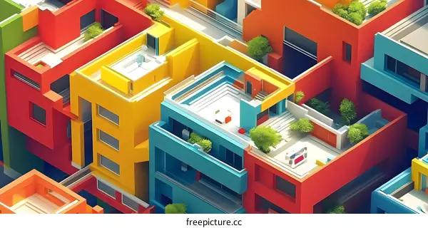 Abstract Colorful Buildings Illustration