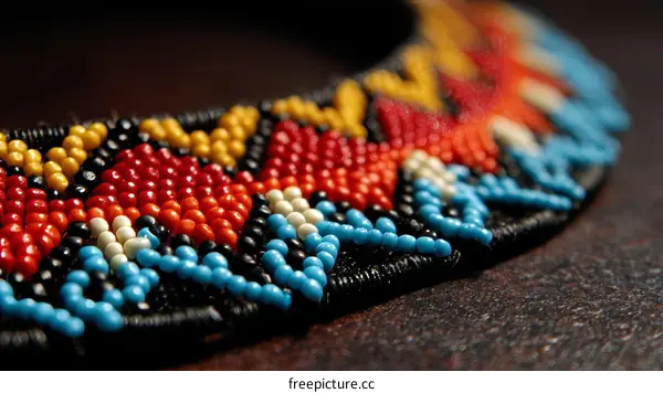 Colorful Beaded Necklace Close-up