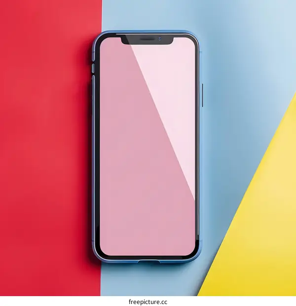 Blue Smartphone Mockup on Colorful Background