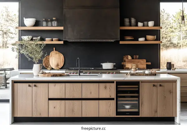 Modern Farmhouse Kitchen with Open Shelving