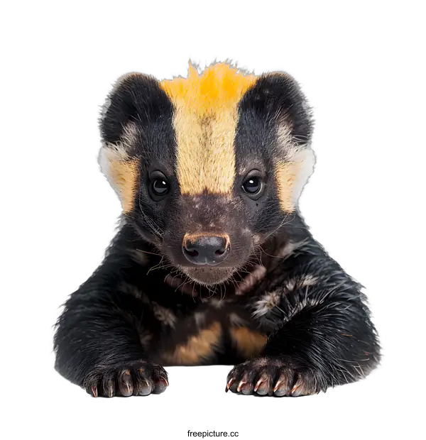 [Transparent Background PNG]Honey Badger Cub Looking At Camera On White Background