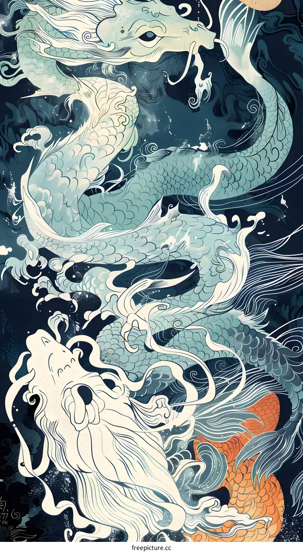 Watercolor Illustration of Dragon