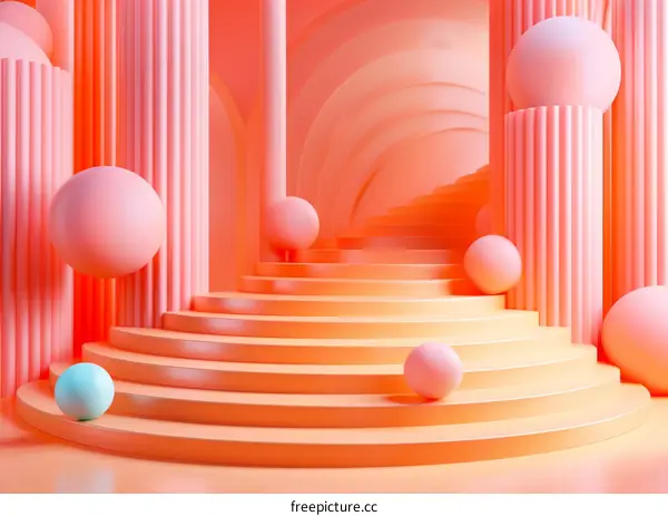 Abstract Geometric Stairway Design in Pastel Colors
