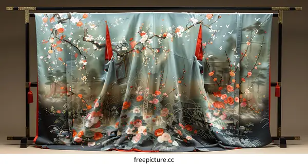 Peacock and Peony Kimono