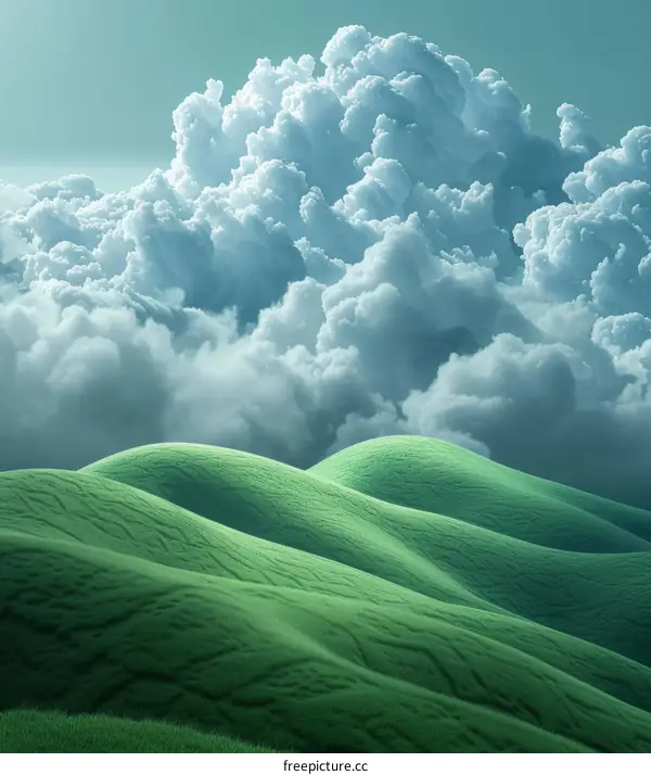 Dramatic Clouds over Rolling Green Hills