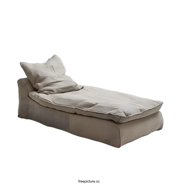 [Transparent Background PNG]Modern Beige Fabric Chaise Lounge with Pillow