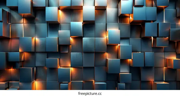 Blue And Orange 3D Cubes Background