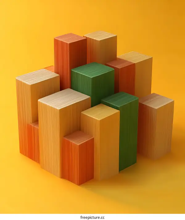 Abstract Geometric Wooden Blocks Background