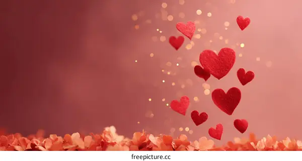 Floating Hearts on a Romantic Background