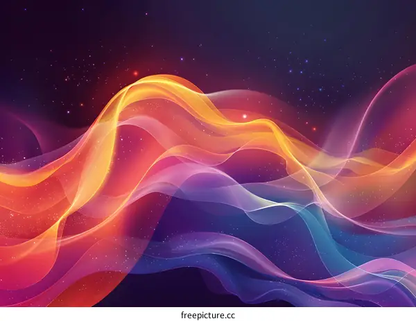 Colorful waves dance in the night sky