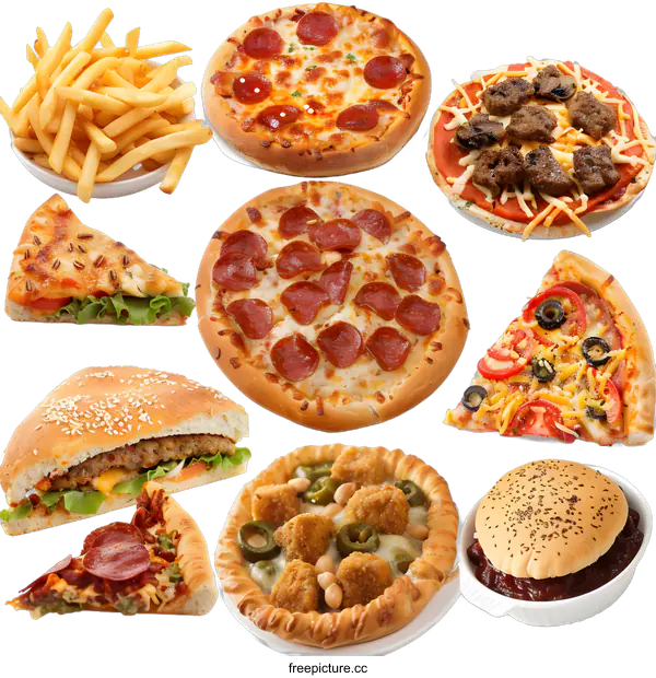[Transparent Background PNG]Variety of Delicious Fast Food