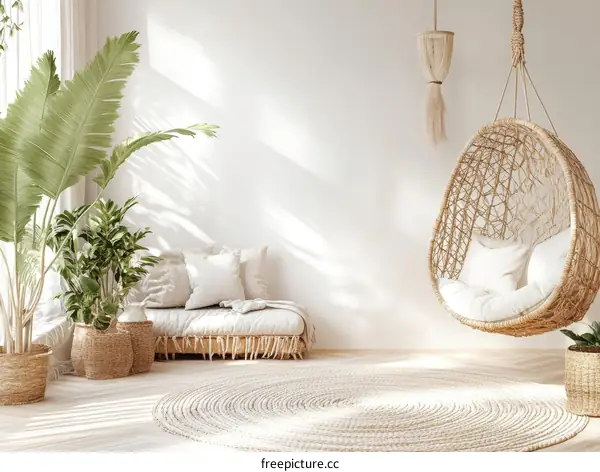 Bohemian Living Room Interior Design with Natural Elements