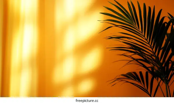 Golden Sunlight Through the Window on an Orange Wall