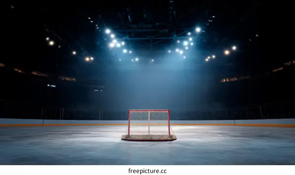 Empty Hockey Arena with Spotlight
