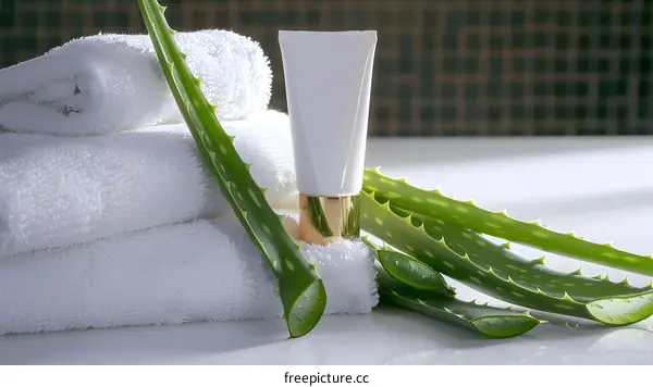 Aloe Vera Cream and Towels for Spa and Skincare