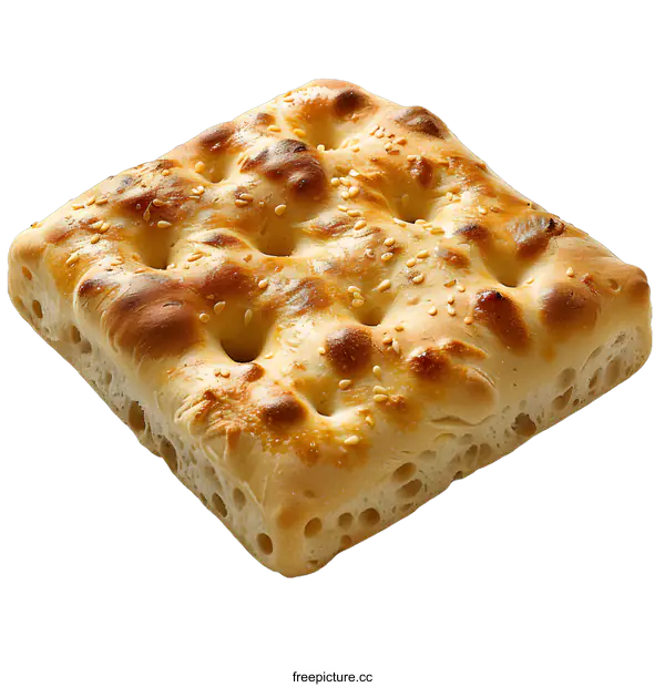 [Transparent Background PNG]Focaccia with rosemary and sea salt