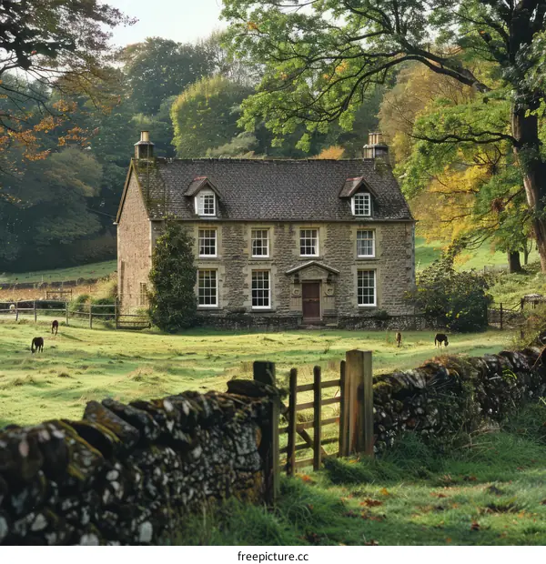 Traditional English Stone Cottage in the Countryside