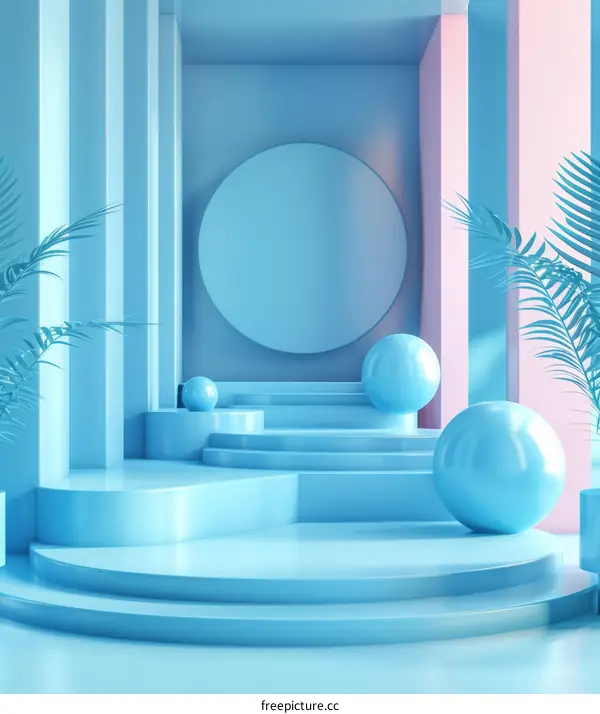 Abstract Pastel Blue Geometric Product Display