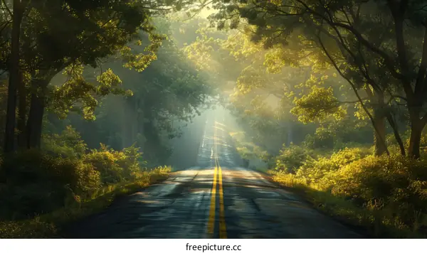 A Road through the Misty Forest
