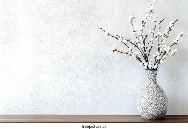 Elegant Spring Flowers in Vase Against a Light Gray Wall