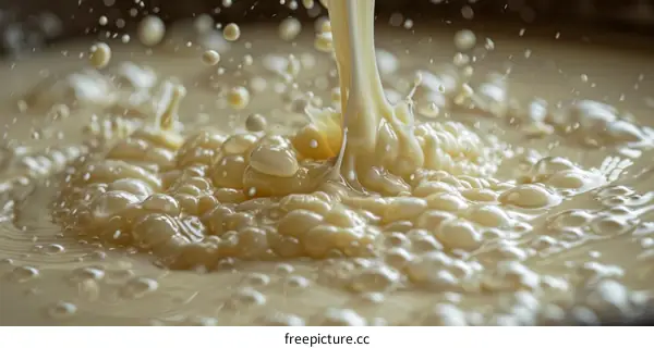 Milk Bubbling and Splashing in Slow Motion