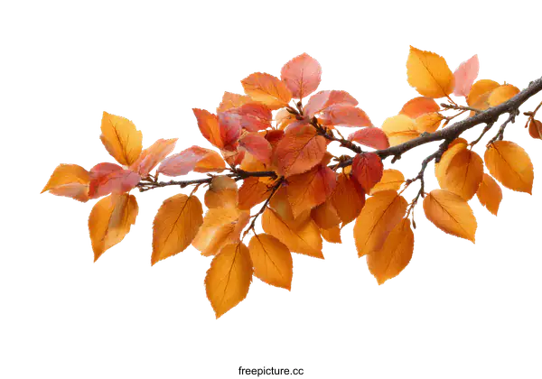 [Transparent Background PNG]Autumn Leaves Branch Isolated on White Background