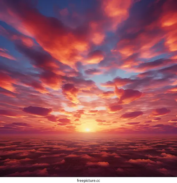 A vivid sunset sky with pink, orange, and yellow clouds
