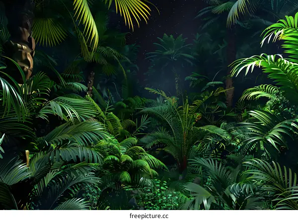 Tropical Rainforest Night Background Illustration