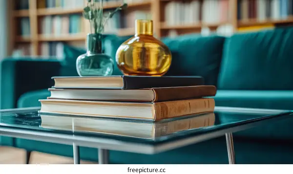 Stylish Home Decor with Books and Vases