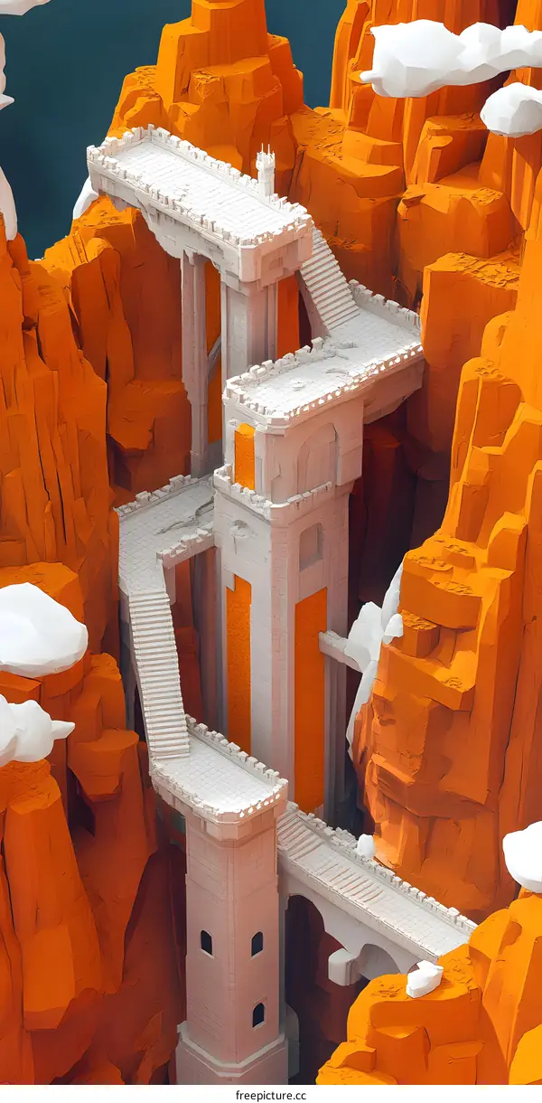 Stone Castle In Mountains Illustration