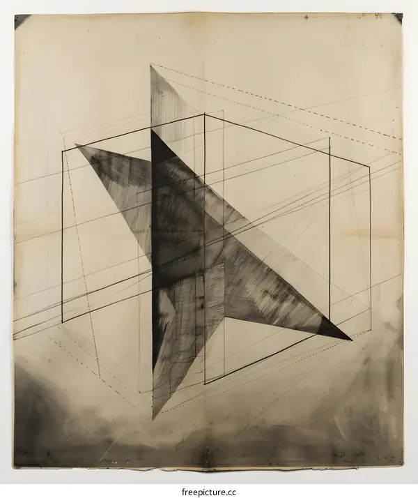 Abstract Geometric Composition with Lines and Shapes