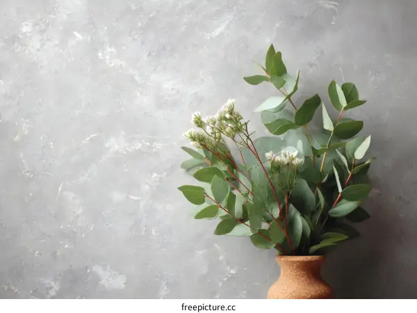 Eucalyptus Bouquet Arrangement on Concrete Background