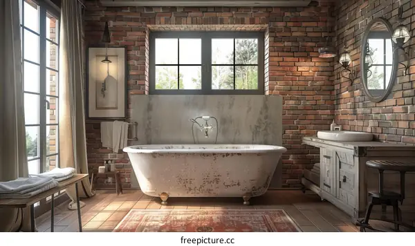 Rustic Industrial Vintage Bathroom Interior Design